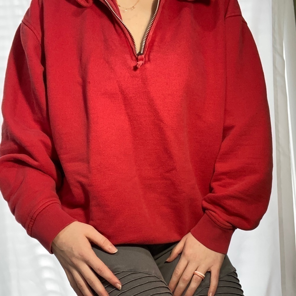GAP Vintage 1980s Women’s Red Halfway Zip Collared Pullover in Size Large - Picture 13 of 16